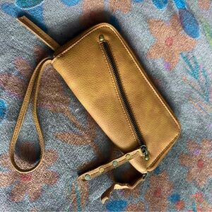 Free People Tan Leather Wristlet